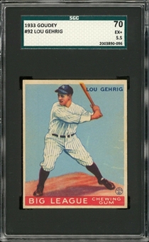 1933 Goudey #92 Lou Gehrig – SGC 70 EX+ 5.5